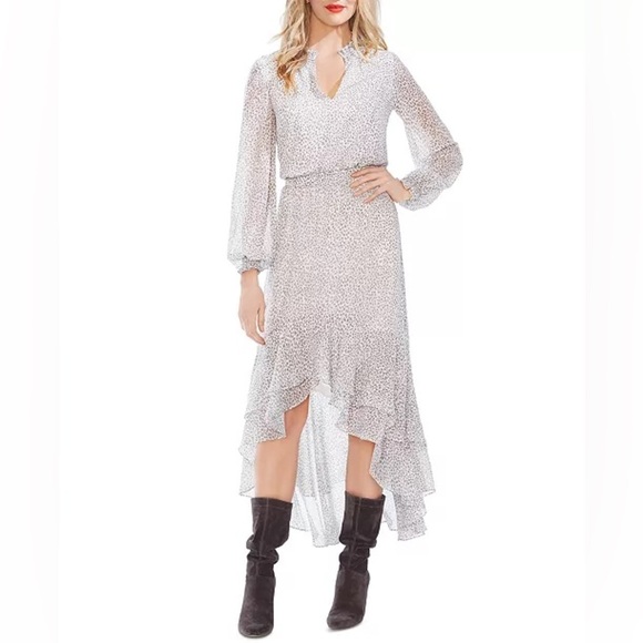 1 State X Jaime Shrayber Printed High-Low Dress XS Snow Leopard Ruffle Spring - Picture 16 of 16